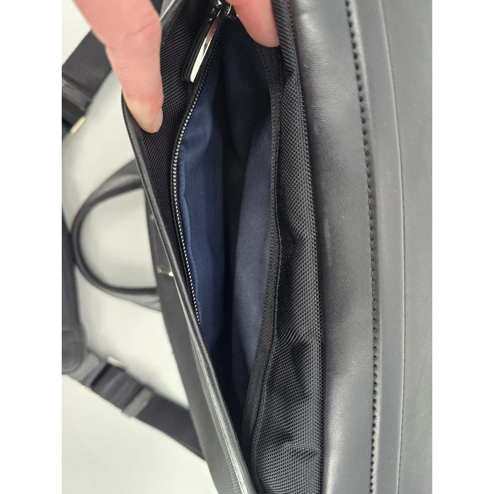 TUMI ARRIVE Black Leather/Nylon Sawyer Briefcase $795 Msrp - Very‎ Nice